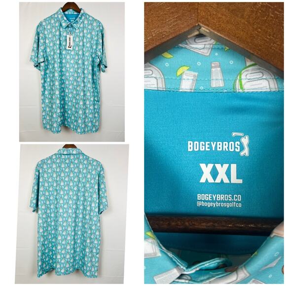 Bogey Bros tequila Golf Polo Shirt XXL All Over Margarita Print Stretch0 - Picture 6 of 9